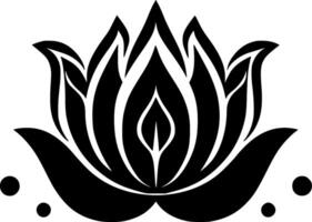 Lotus Blume - - schwarz und Weiß isoliert Symbol - - Vektor Illustration