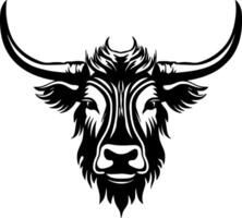 högland ko, svart och vit vektor illustration