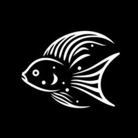 angelfish - svart och vit isolerat ikon - vektor illustration