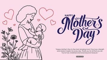 Lycklig mödrar dag firande posta med mor och barn vektor