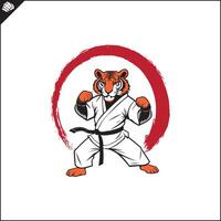 tiger karate logotyp tecknad serie. bekämpa klubb logotyp. vektor