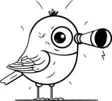 blå fågel med en kikare. vektor illustration i tecknad serie stil.