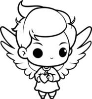 söt ängel med hjärta. vektor illustration i en tecknad serie stil.