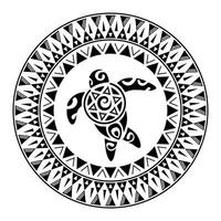 runda tatuering prydnad med sköldpadda maori stil. afrikansk, azteker eller mayan etnisk stil. vektor