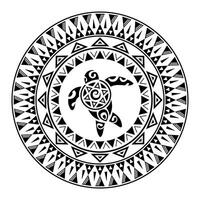 runda tatuering prydnad med sköldpadda maori stil. afrikansk, azteker eller mayan etnisk stil. vektor