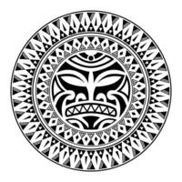 rund tatuering prydnad med solen ansikte maori stil. afrikansk, aztekisk eller maya etnisk mask. vektor