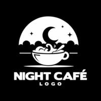 Cafe oder Restaurant Essen Logo beim Nacht, schwarz Vektor Essen Logo