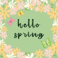 Frühling Hintergrund mit süß zart Blumen. Hallo Frühling. vektor