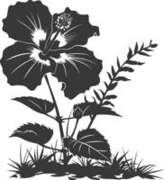ai generiert Silhouette Hibiskus Blume im das Boden schwarz Farbe nur vektor