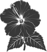 ai generiert Silhouette Hibiskus Blume schwarz Farbe nur vektor