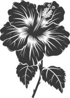 ai genererad silhuett hibiskus blomma svart Färg endast vektor