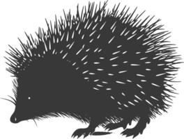 ai generiert Silhouette Igel Tier schwarz Farbe nur voll Körper vektor