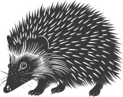 ai generiert Silhouette Igel Tier schwarz Farbe nur voll Körper vektor