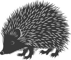 ai generiert Silhouette Igel Tier schwarz Farbe nur voll Körper vektor