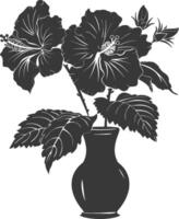 ai generiert Silhouette Hibiskus Blume im das Vase schwarz Farbe nur vektor