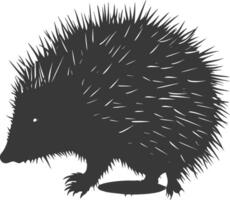 ai generiert Silhouette Igel Tier schwarz Farbe nur voll Körper vektor