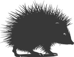 ai generiert Silhouette Igel Tier schwarz Farbe nur voll Körper vektor