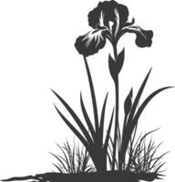 ai generiert Silhouette Iris Blume im das Boden schwarz Farbe nur vektor
