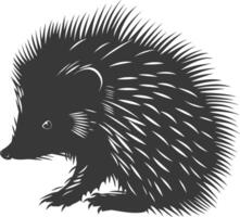 ai generiert Silhouette Igel Tier schwarz Farbe nur voll Körper vektor