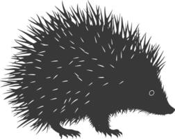 ai generiert Silhouette Igel Tier schwarz Farbe nur voll Körper vektor