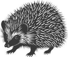 ai generiert Silhouette Igel Tier schwarz Farbe nur voll Körper vektor