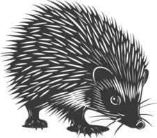 ai generiert Silhouette Igel Tier schwarz Farbe nur voll Körper vektor