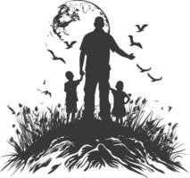 ai generiert Silhouette Illustration zum feiern Welt humanitär Tag vektor