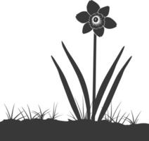 ai generiert Silhouette Narzisse Blume im das Boden schwarz Farbe nur vektor
