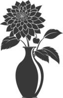 ai generiert Silhouette Dahlie Blume im das Vase schwarz Farbe nur vektor