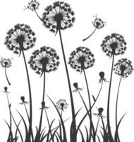 ai generiert Silhouette Löwenzahn Pflanze Blume schwarz Farbe nur vektor