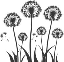 ai generiert Silhouette Löwenzahn Pflanze Blume schwarz Farbe nur vektor