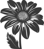 ai genererad silhuett daisy blomma svart Färg endast vektor
