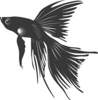 ai generiert Silhouette Guppy Fisch Tier schwarz Farbe nur voll Körper vektor