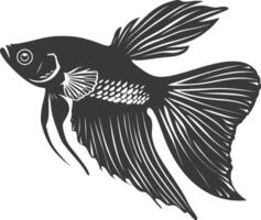 ai generiert Silhouette Guppy Fisch Tier schwarz Farbe nur voll Körper vektor