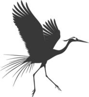 ai genererad silhuett kran fågel djur- flyga svart Färg endast full kropp vektor