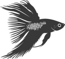 ai generiert Silhouette Guppy Fisch Tier schwarz Farbe nur voll Körper vektor