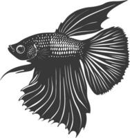 ai generiert Silhouette Guppy Fisch Tier schwarz Farbe nur voll Körper vektor