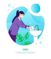 platt illustration, World Handwashing Day, kan användas för webb, app, print, infographic, etc vektor