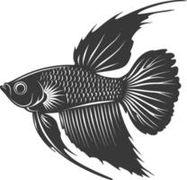 ai generiert Silhouette Guppy Fisch Tier schwarz Farbe nur voll Körper vektor