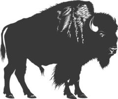 ai generiert Silhouette Bison Tier schwarz Farbe nur voll Körper vektor