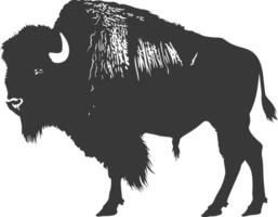 ai generiert Silhouette Bison Tier schwarz Farbe nur voll Körper vektor