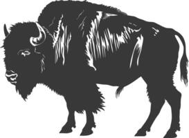 ai generiert Silhouette Bison Tier schwarz Farbe nur voll Körper vektor