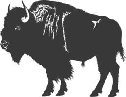 ai generiert Silhouette Bison Tier schwarz Farbe nur voll Körper vektor