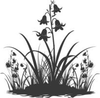 ai generiert Silhouette Glockenblume Blume im das Boden schwarz Farbe nur vektor