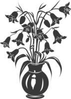 ai generiert Silhouette Glockenblume Blume im das Vase schwarz Farbe nur vektor