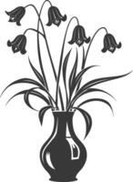 ai generiert Silhouette Glockenblume Blume im das Vase schwarz Farbe nur vektor