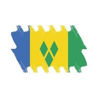 St. Vincent und die Grenadinen-Flagge mit Aquarellpinsel vektor
