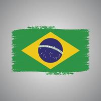 Brasilien-Flagge mit Aquarell gemaltem Pinsel vektor