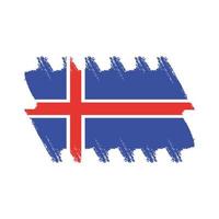 Island-Flagge mit Aquarell Pinsel vektor