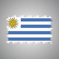 uruguay flagga med akvarell målad pensel vektor